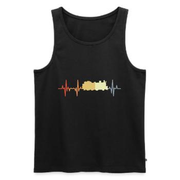 Vintage locomotive heart palpitations - Men's Premium Organic Tank Top - black - Front - AI Model Male 178 light (178cm)