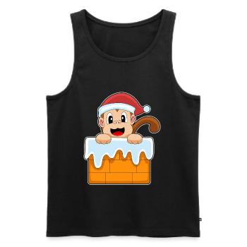 Monkey Christmas Santa Hat - Men's Premium Organic Tank Top - black - Front - Michal (187cm)