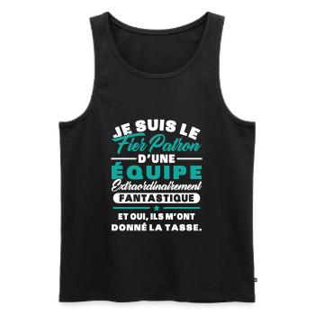 Je suis le fier patron d'une équipe - Débardeur bio Premium Homme - noir - Devant - Michal (187cm)