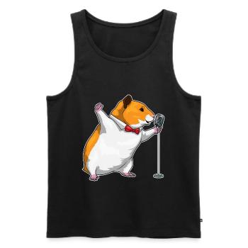 Chanteur de hamster Chant au micro - Débardeur bio Premium Homme - noir - Devant - Michal (187cm)