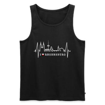 Regensburg Skyline Herzschlag Liebe Regensburger - Männer Premium Bio Tank Top - Schwarz - Vorne - AI Model Male 178 light (178cm)