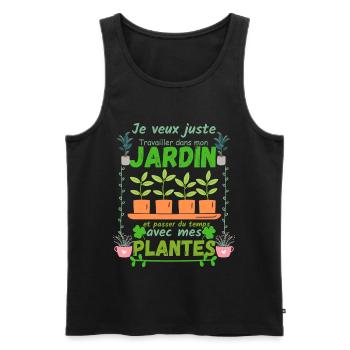 Travailler dans mon Jardin et Mes Plantes - Débardeur bio Premium Homme - noir - Devant - Michal (187cm)
