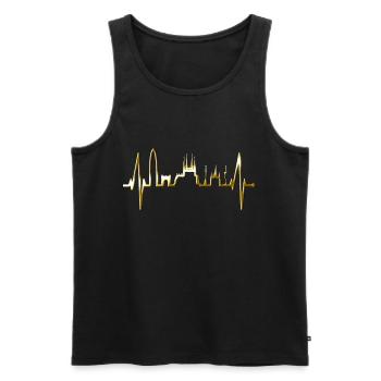 Barcelona Skyline Spain Heartbeat Fan Barcelona - Men's Premium Organic Tank Top - black - Front - Michal (187cm)