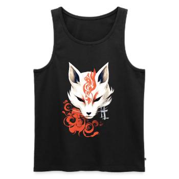 Fox Mask Kumiho Samurai Kitsune Japan Anime - Men's Premium Organic Tank Top - black - Front - AI Model Male 178 light (178cm)