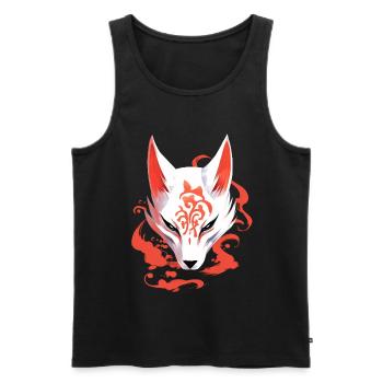 Anime Fox Mask Kitsune Kumiho Samurai Japan - Men's Premium Organic Tank Top - black - Front - AI Model Male 178 light (178cm)