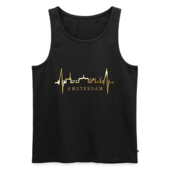 Amsterdam Skyline Pays-Bas Heartbeat Holland - Débardeur bio Premium Homme - noir - Devant - Michal (187cm)
