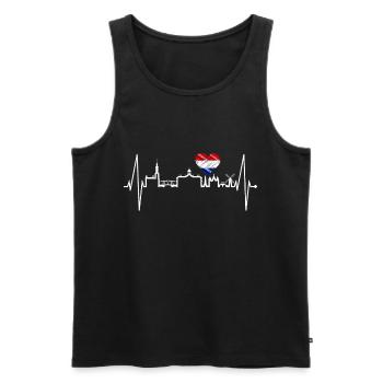 Amsterdam Skyline Pays-Bas Heartbeat Holland - Débardeur bio Premium Homme - noir - Devant - Michal (187cm)