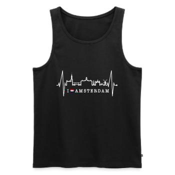 Amsterdam Skyline Pays-Bas Heartbeat Holland - Débardeur bio Premium Homme - noir - Devant - Michal (187cm)