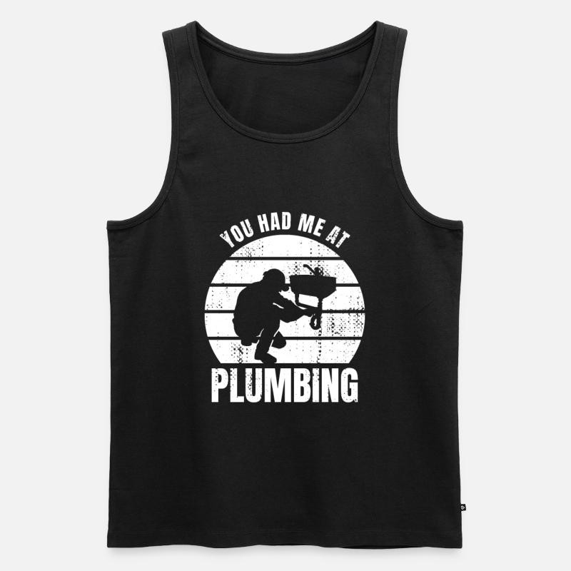 Du hattest mich bei Klempner - Männer Premium Bio Tank Top - Schwarz