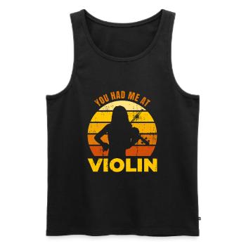Tu m’as eu au violon - Débardeur bio Premium Homme - noir - Devant - Michal (187cm)
