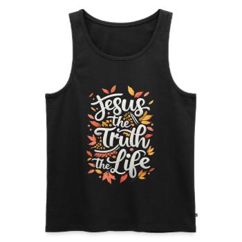 Jesus The Truth Life - Men's Premium Organic Tank Top - black - Front - Michal (187cm)
