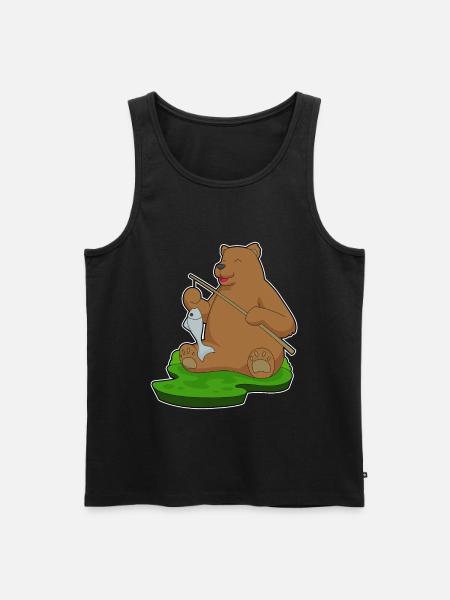 Bear Angler Fish Fishing - Men's Premium Organic Tank Top - black