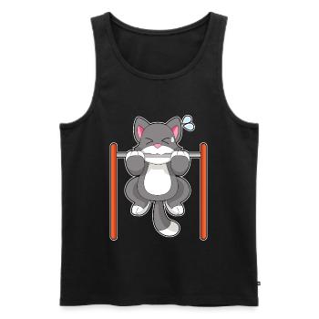 Cat Bodybuilder Pull-ups Bodybuilding - Men's Premium Organic Tank Top - black - Front - Michal (187cm)