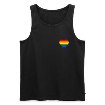 LGBTQ arc-en-ciel coeur fierté drapeau gay csd lgbt - Débardeur bio Premium Homme - noir - Devant - Michal (187cm)
