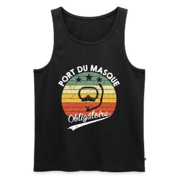 Port du Masque Obligatoire Humour Cadeau Plongée - Débardeur bio Premium Homme - noir - Devant - Michal (187cm)
