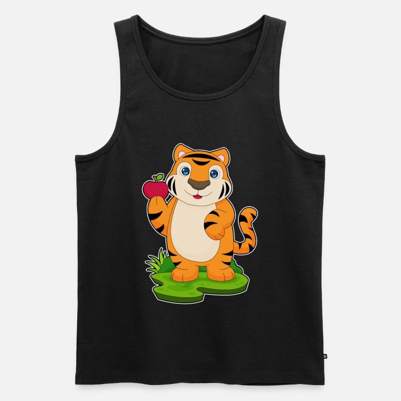 Tiger Apfel Frucht - Männer Premium Bio Tank Top - Schwarz