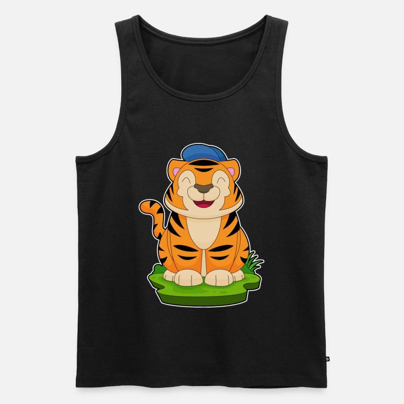 Tiger Schüler Cap Schule - Männer Premium Bio Tank Top - Schwarz