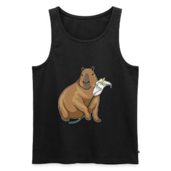 Wasserschwein Ringelblume  - Männer Premium Bio Tank Top - Schwarz - Vorne - Michal (187cm)