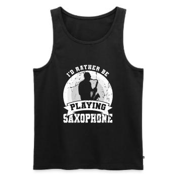 Je préfère jouer du saxophone - Débardeur bio Premium Homme - noir - Devant - AI Model Male 178 light (178cm)