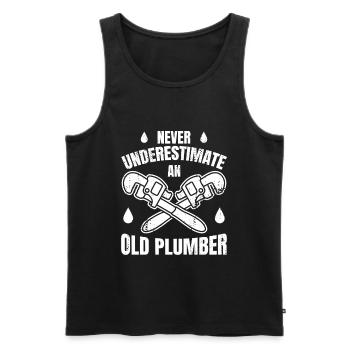 Ne sous-estimez jamais un vieux plombier - Débardeur bio Premium Homme - noir - Devant - AI Model Male 178 light (178cm)
