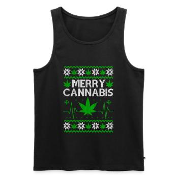 Joyeux Noël, Joyeux Cannabis - Débardeur bio Premium Homme - noir - Devant - Michal (187cm)