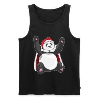 Chapeau de père Noël Panda - Débardeur bio Premium Homme - noir - Devant - AI Model Male 178 light (178cm)