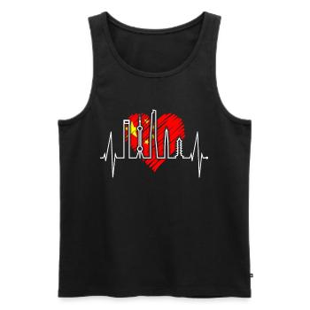 Shanghai Skyline Heartbeat Chine J’aime Shanghai - Débardeur bio Premium Homme - noir - Devant - AI Model Male 178 light (178cm)