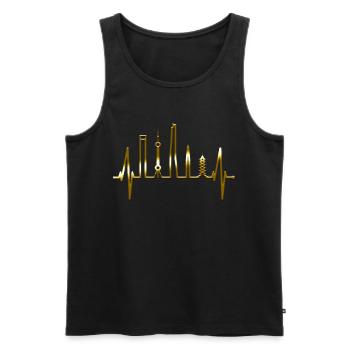 Shanghai Skyline Heartbeat Chine J’aime Shanghai - Débardeur bio Premium Homme - noir - Devant - AI Model Male 178 light (178cm)