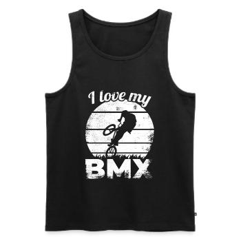 Dicton de pilote de BMX - Débardeur bio Premium Homme - noir - Devant - AI Model Male 178 light (178cm)