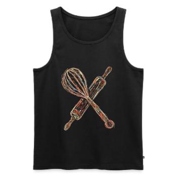 Nudelholz und Handmixer Zeichnung - Männer Premium Bio Tank Top - Schwarz - Vorne - Michal (187cm)