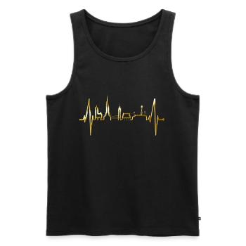 Freiburg im Breisgau Skyline Heartbeat Freiburger - Men's Premium Organic Tank Top - black - Front - AI Model Male 178 light (178cm)