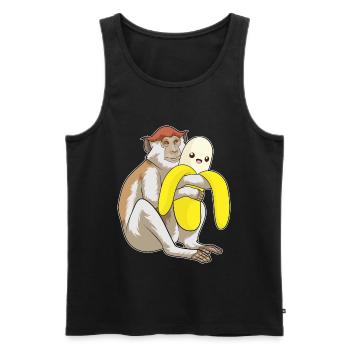 Affe Banane - Männer Premium Bio Tank Top - Schwarz - Vorne - Michal (187cm)