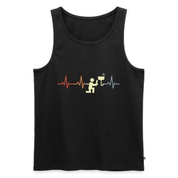 Plumber Pulse Line - Men's Premium Organic Tank Top - black - Front - Michal (187cm)