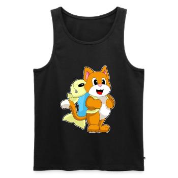 Cat Student Backpack School - Men's Premium Organic Tank Top - black - Front - AI Model Male 178 light (178cm)