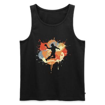 Drôle de joueur de handball - Débardeur bio Premium Homme - noir - Devant - Michal (187cm)