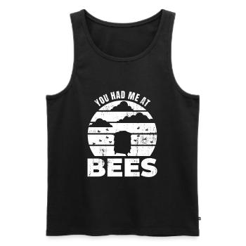 Tu m’as eu avec des abeilles - Débardeur bio Premium Homme - noir - Devant - Michal (187cm)