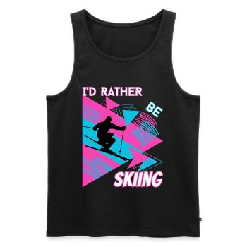 I'd Rather Ski - Ski Wintersportler Skifahrer - Männer Premium Bio Tank Top - Schwarz - Vorne - AI Model Male 178 light (178cm)