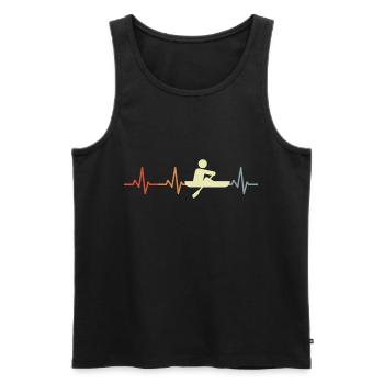 Rudern Strichfigur Pulslinie - Männer Premium Bio Tank Top - Schwarz - Vorne - AI Model Male 178 light (178cm)