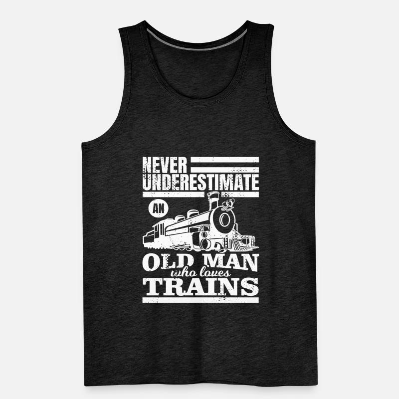 Never underestimate an old train lover Men's Premium Organic Tank Top