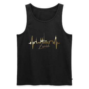 Zurich Skyline Heartbeat Suisse Amour Amour Zurich - Débardeur bio Premium Homme - noir - Devant - Michal (187cm)