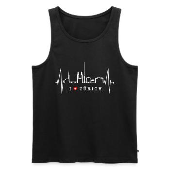 Zurich Skyline Heartbeat Suisse Amour Amour Zurich - Débardeur bio Premium Homme - noir - Devant - Michal (187cm)