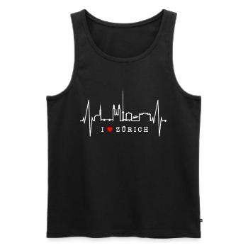 Zurich Skyline Heartbeat Suisse Amour Amour Zurich - Débardeur bio Premium Homme - noir - Devant - Michal (187cm)