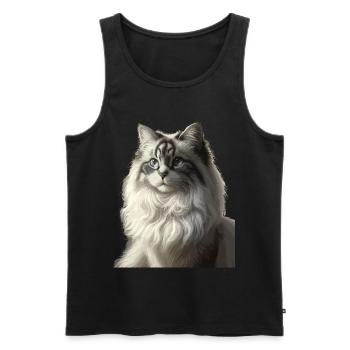 Fluffy Cat Face Portrait - Men's Premium Organic Tank Top - black - Front - AI Model Male 178 light (178cm)