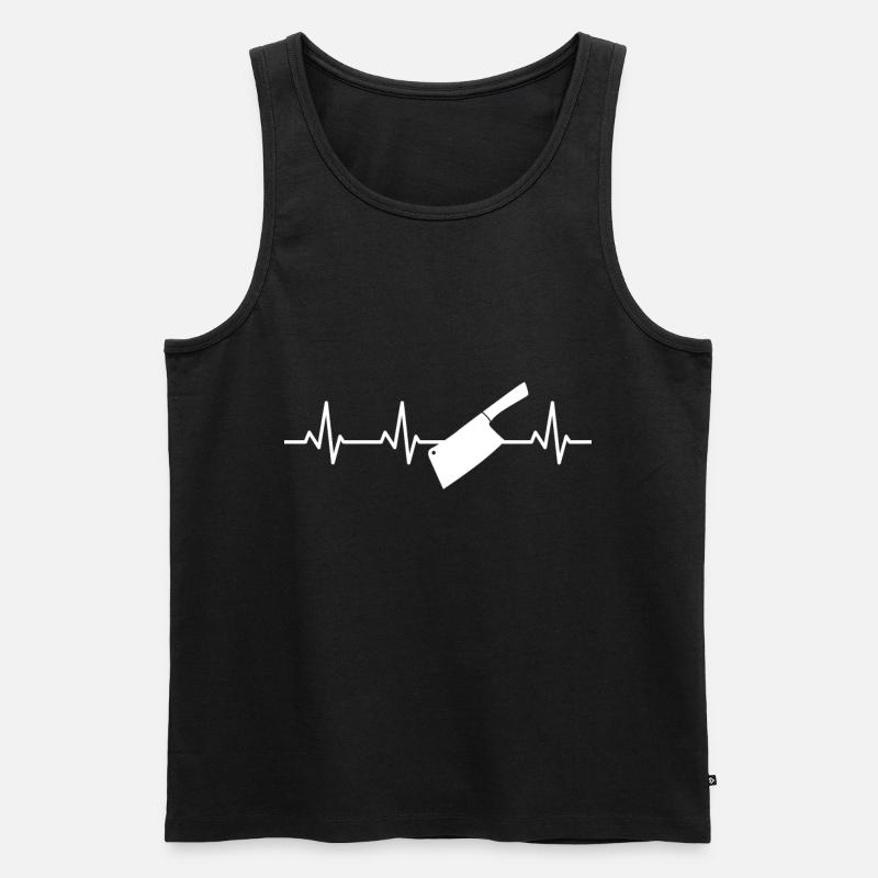 Hackbeil Herzschlag - Männer Premium Bio Tank Top - Schwarz