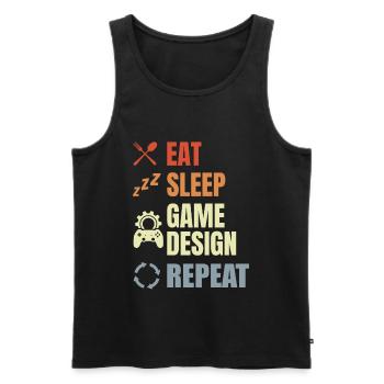 Eat Sleep Game Design Repeat - Männer Premium Bio Tank Top - Schwarz - Vorne - AI Model Male 178 light (178cm)