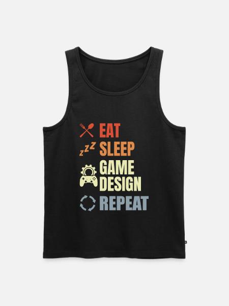 Eat Sleep Game Design Répéter - Débardeur bio Premium Homme - noir