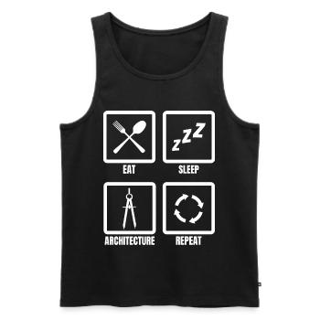 Manger Sommeil Architecture Répéter - Débardeur bio Premium Homme - noir - Devant - AI Model Male 178 light (178cm)