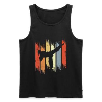 Vintage Karate Girl Skizze - Männer Premium Bio Tank Top - Schwarz - Vorne - AI Model Male 178 light (178cm)
