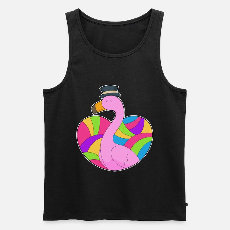 Flamingo Herz - Männer Premium Bio Tank Top - Schwarz