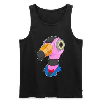 Robot flamant rose - Débardeur bio Premium Homme - noir - Devant - Michal (187cm)